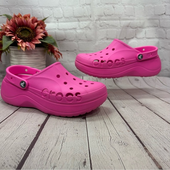 CROCS Shoes - CROCS iconic comfort Bold Pink Platform Clogs sz 10 womens casual outdoor